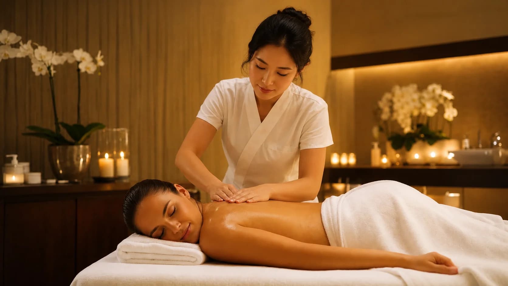 Professional massage treatment in a calm spa room